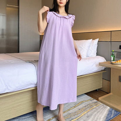 Plus Size Minimalist Cotton Ruffle Sleeveless Nightgown - image 16