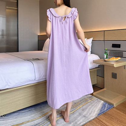Ownkoti Plus Size Minimalist Cotton Ruffle Sleeveless Nightgown - image 34
