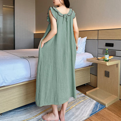 Ownkoti Plus Size Minimalist Cotton Ruffle Sleeveless Nightgown - image 31