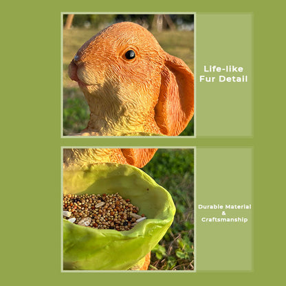 Resin Rabbit Bird Garden Feeder Statue - image 4