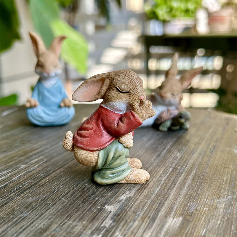 3PCS Miniature Rabbit Resin Garden Sculptures - image 2