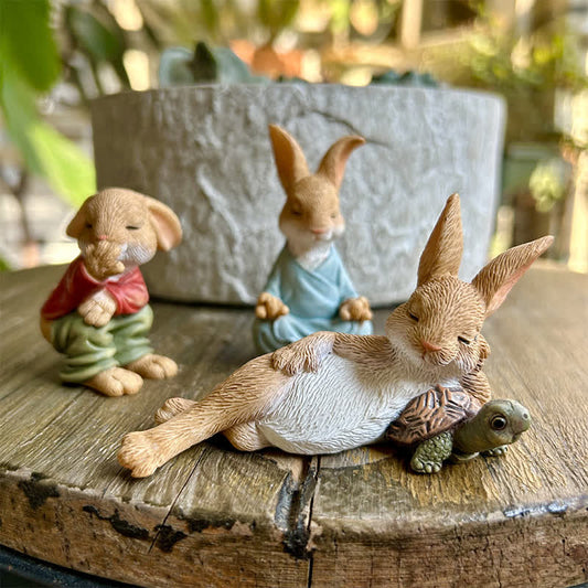 3PCS Miniature Rabbit Resin Garden Sculptures - 4 Sets - image 0