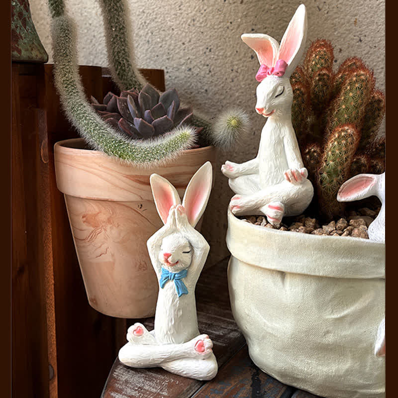 Resin Yoga Rabbit Garden Sculptures Set - image 3