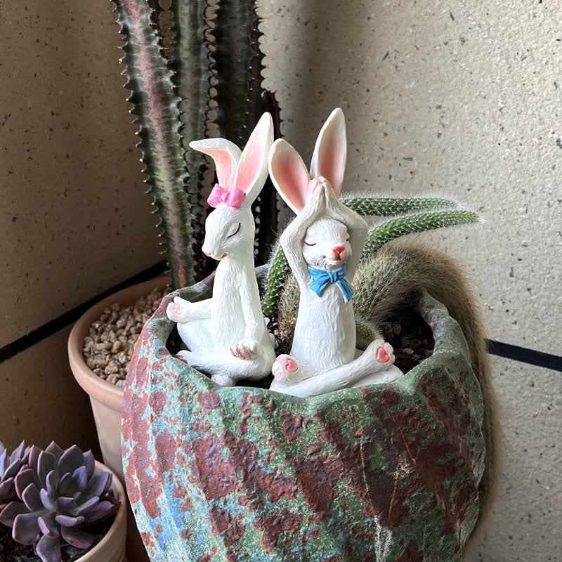 Resin Yoga Rabbit Garden Sculptures Set - image 4