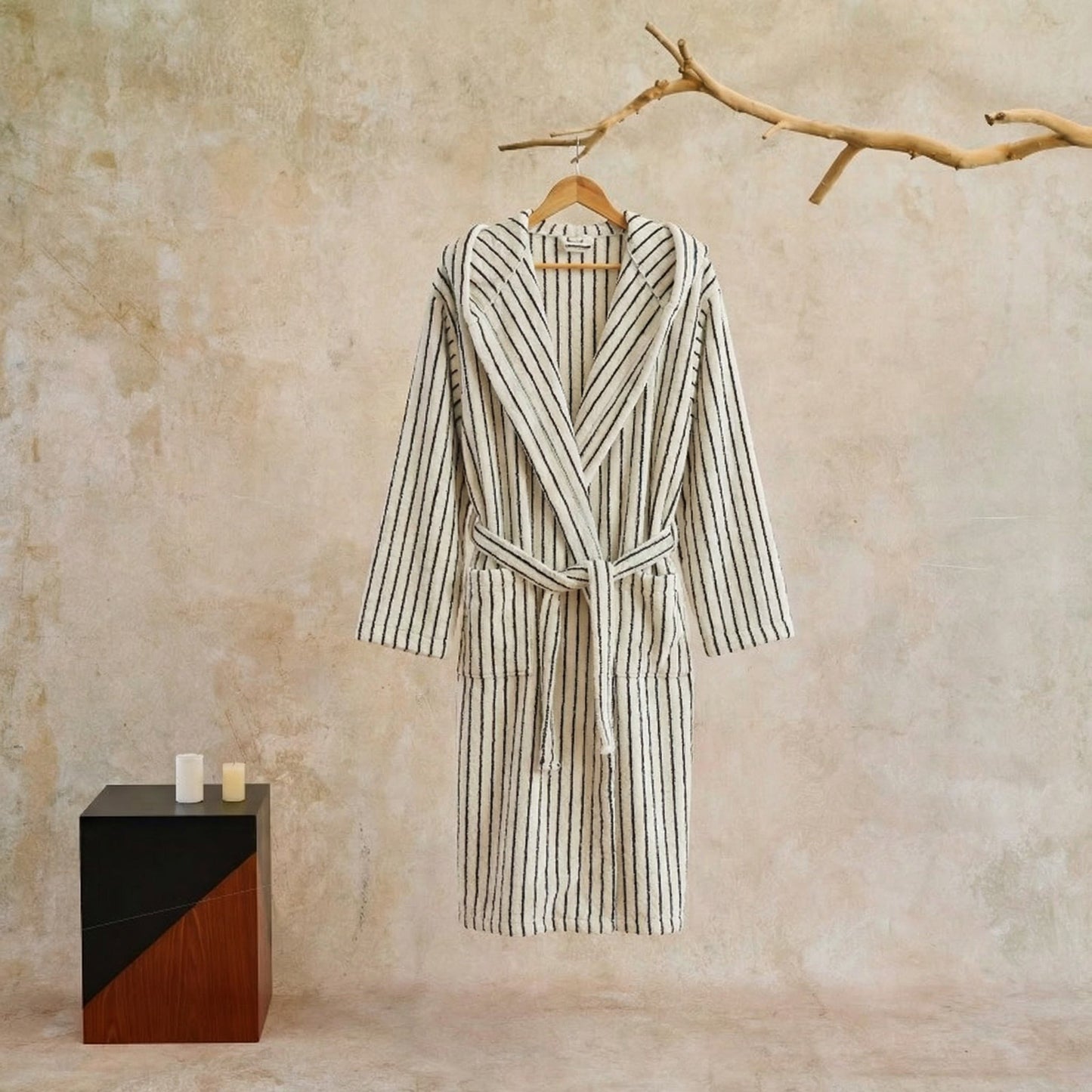 Cotton Hooded Bathrobe with Pockets - image 1