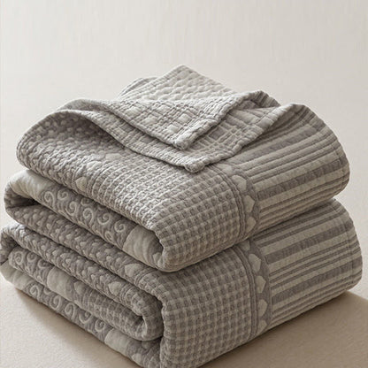 Patchwork Style Heart Cotton Gauze Quilt Blanket - image 5