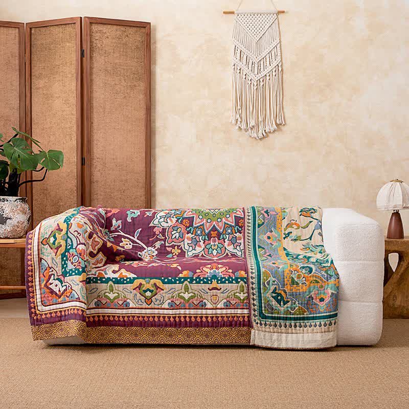 Retro Ethnic Style Cotton Quilt Blanket - image 4