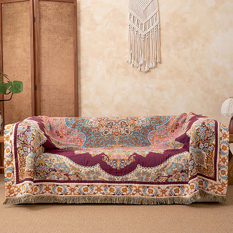 Retro Ethnic Tassel Cotton Quilt Blanket - image 3
