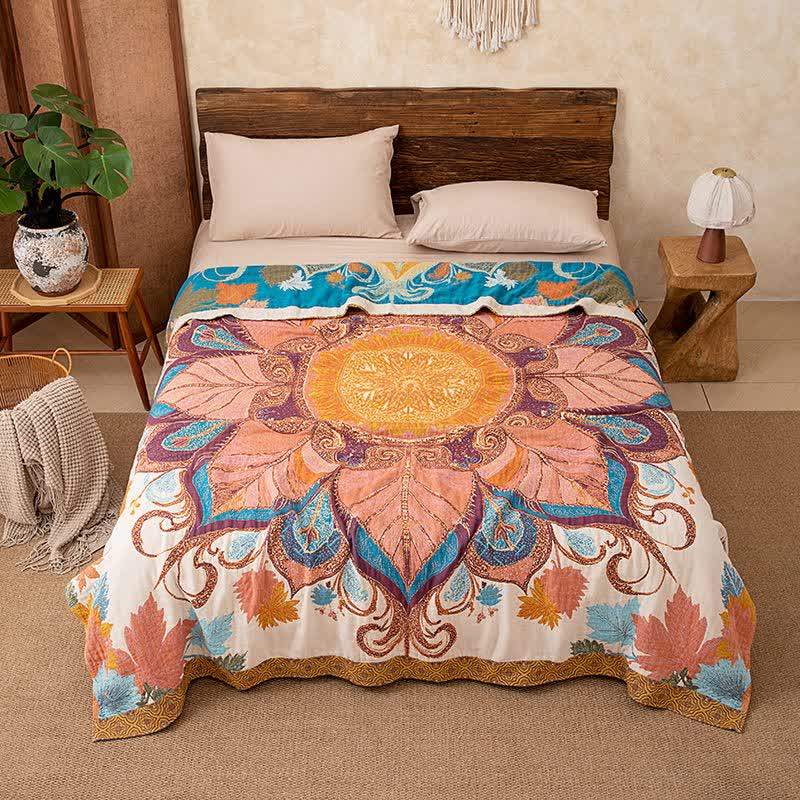 Retro Style Floral Cotton Quilt Blanket - Queen - image 0