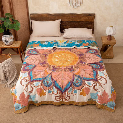 Retro Style Floral Cotton Quilt Blanket - Queen - image 0