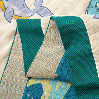 Ocean Whale Dolphin Cotton Blanket - image 6