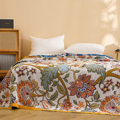 Retro Floral Pure Cotton Blanket - image 2