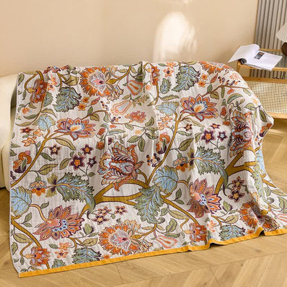 Retro Floral Pure Cotton Blanket - 90"W x 98"L - image 0