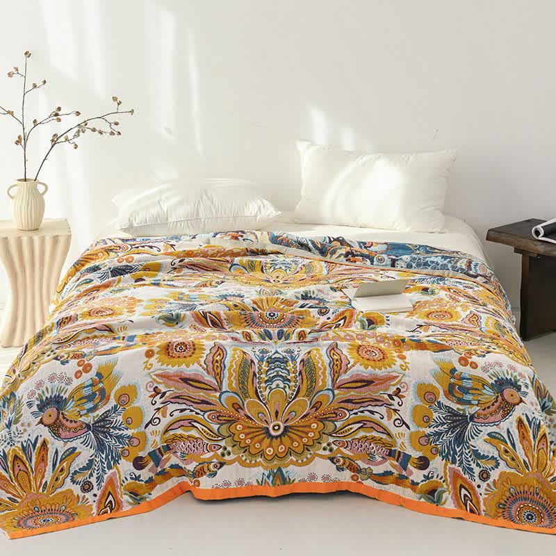 Tropical Floral Pure Cotton Blanket - image 1