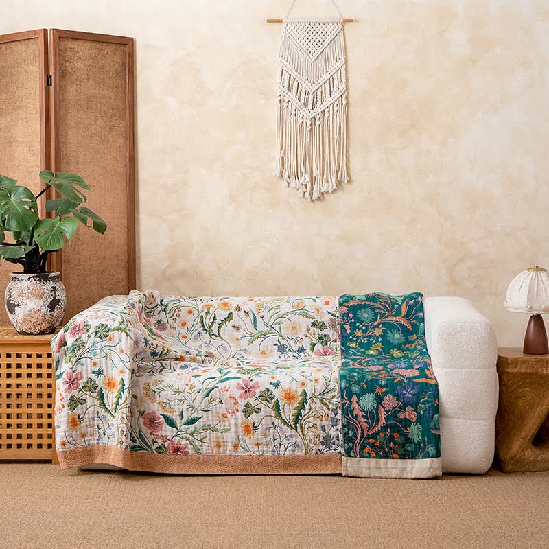 Botanical Floral Pure Cotton Blanket - image 2