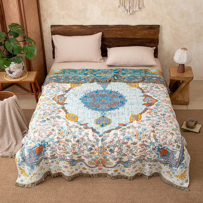 Vintage Style Cotton Tassel Blanket - image 3