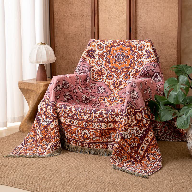 Vintage Floral Cotton Tassel Blanket - 79"W x 90"L - image 0