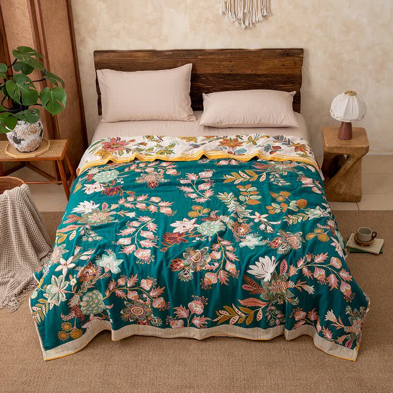Vibrant Floral Pure Cotton Blanket - image 4