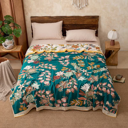 Vibrant Floral Pure Cotton Blanket - image 4