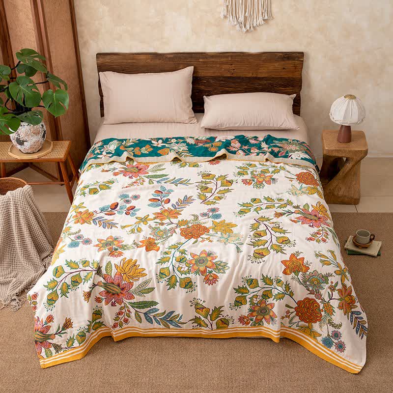 Vibrant Floral Pure Cotton Blanket - image 3