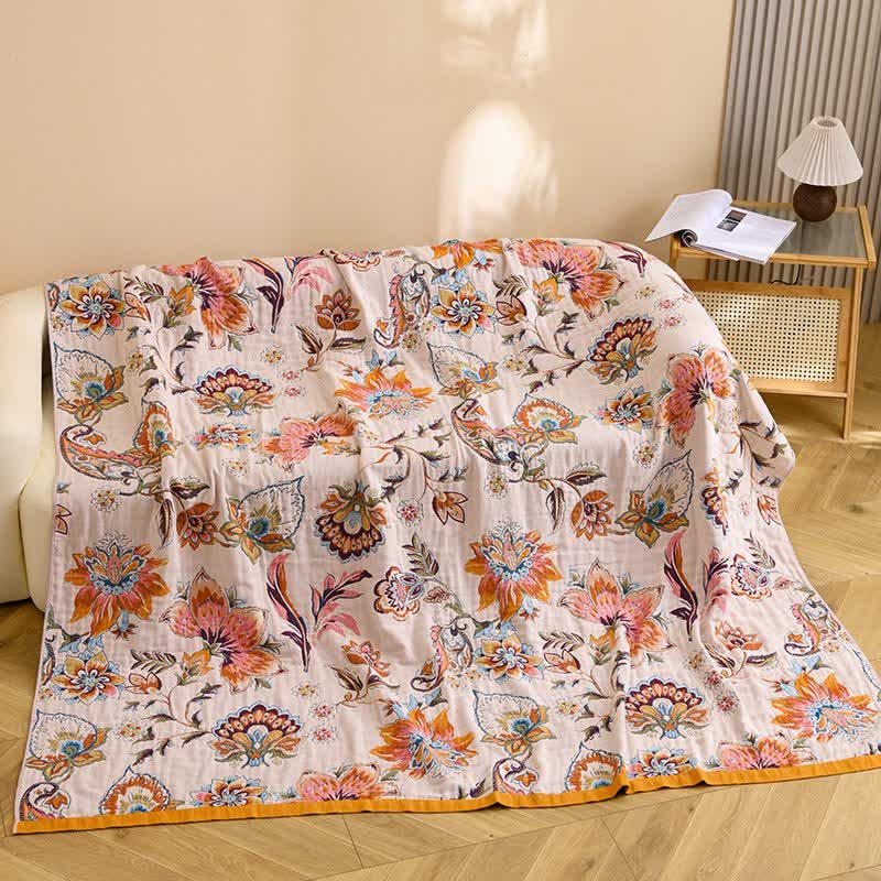 Blooming Floral Pure Cotton Blanket - 90"W x 98"L - image 0