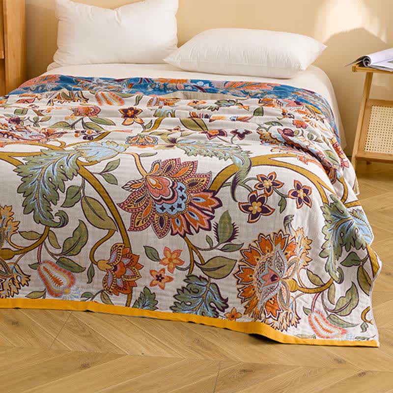 Retro Floral Pure Cotton Blanket - image 3