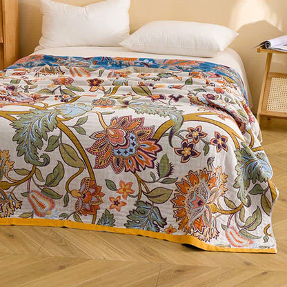 Retro Floral Pure Cotton Blanket - image 3