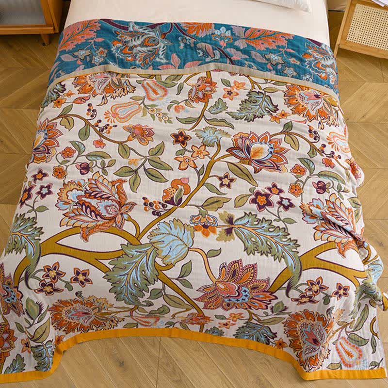 Retro Floral Pure Cotton Blanket - image 4