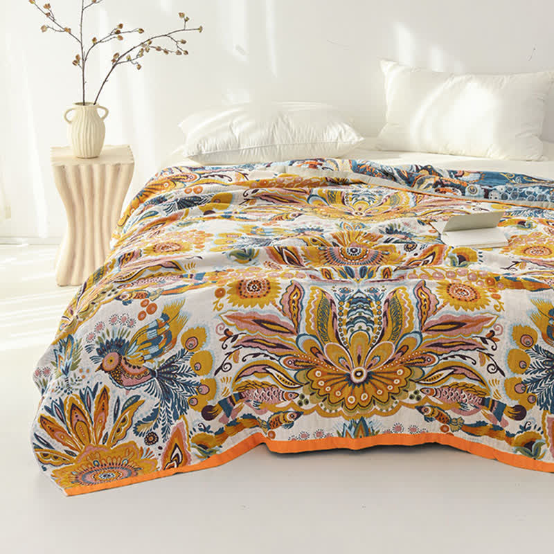 Tropical Floral Pure Cotton Quilt Blanket - image 2