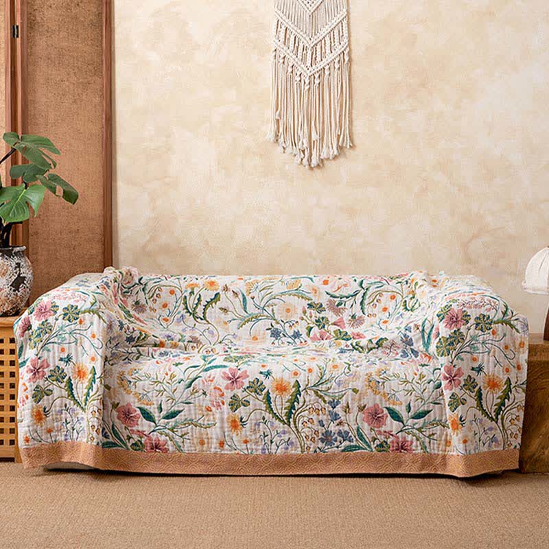 Botanical Floral Pure Cotton Blanket - image 1