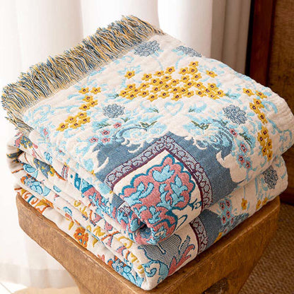 Vintage Style Cotton Tassel Quilt Blanket - image 4