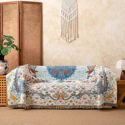 Vintage Style Cotton Tassel Blanket - image 1