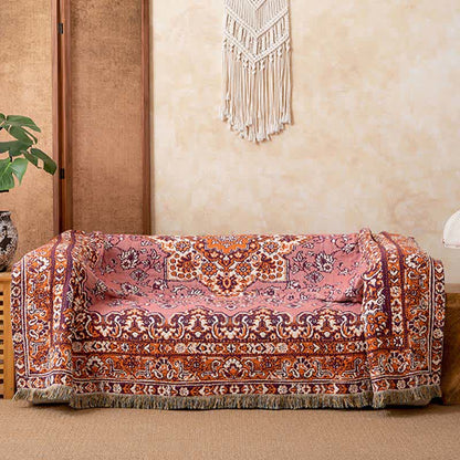 Vintage Floral Cotton Tassel Blanket - image 1