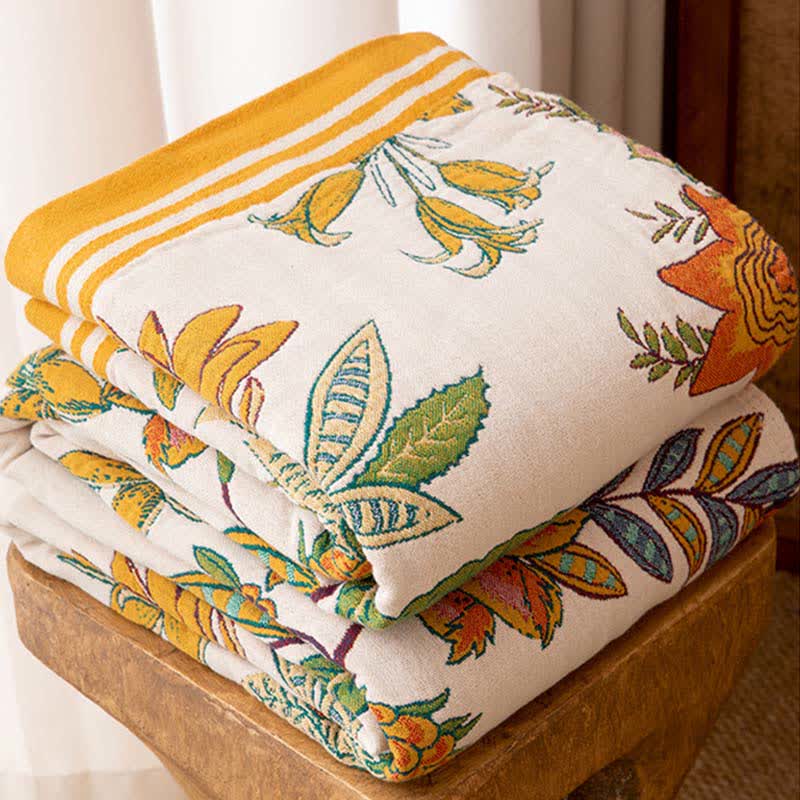 Vibrant Floral Pure Cotton Blanket - image 2