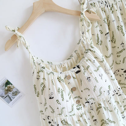 Cat & Leaf Pure Cotton Sleeveless Pajamas - image 4