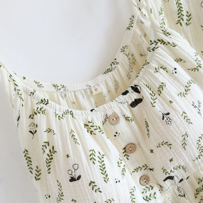 Cat & Leaf Pure Cotton Sleeveless Pajamas - image 5