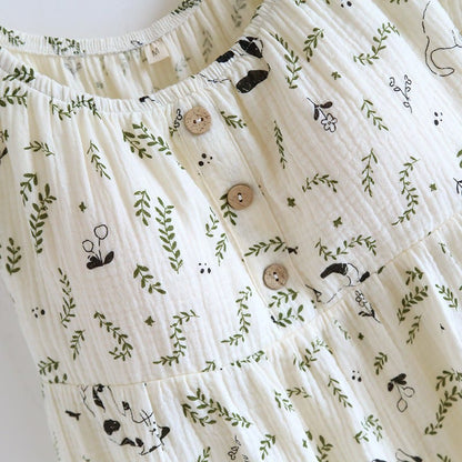 Cat & Leaf Pure Cotton Sleeveless Pajamas - image 6