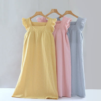 Gingham Flutter Sleeve Cotton Nightgown - image 2