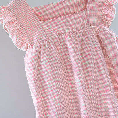 Gingham Flutter Sleeve Cotton Nightgown - image 7