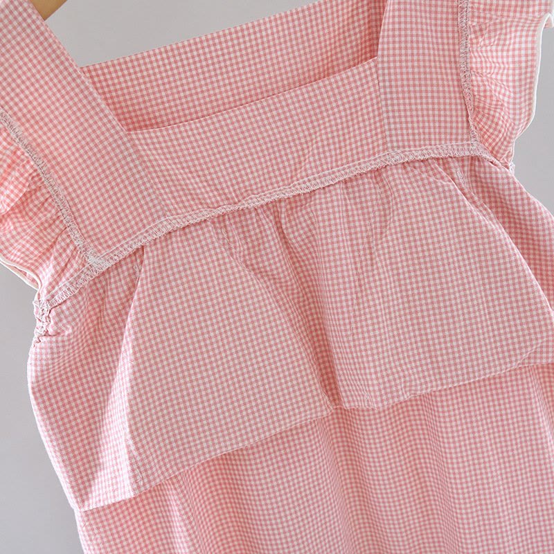 Gingham Flutter Sleeve Cotton Nightgown - image 10