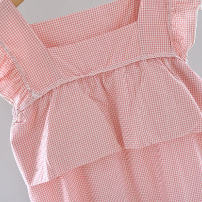 Gingham Flutter Sleeve Cotton Nightgown - image 10