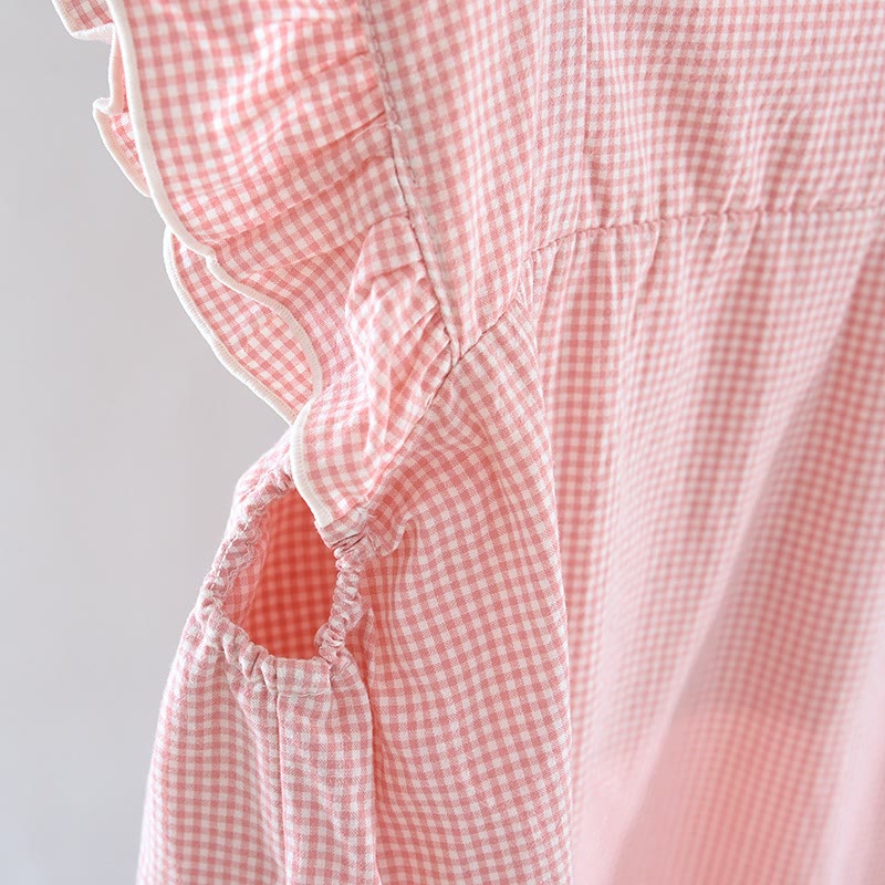 Gingham Flutter Sleeve Cotton Nightgown - image 9