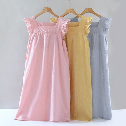 Gingham Flutter Sleeve Cotton Nightgown - image 0