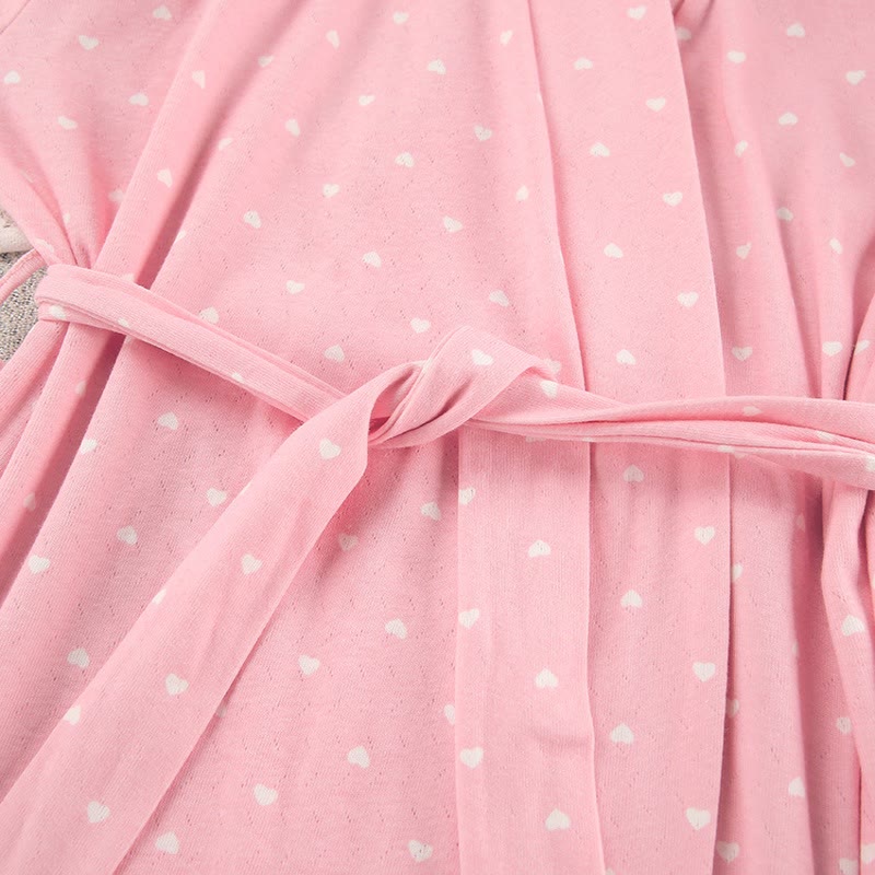Heart Print Ruffle Knit Pajama Robe - image 13