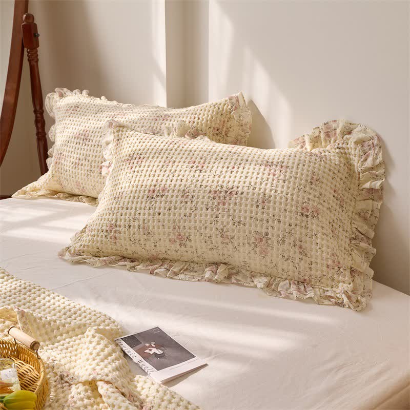 Floral Cotton Gauze Waffle Bedspread Quilt - image 5