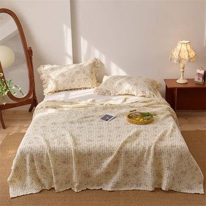 Floral Cotton Gauze Waffle Bedspread Quilt - image 4