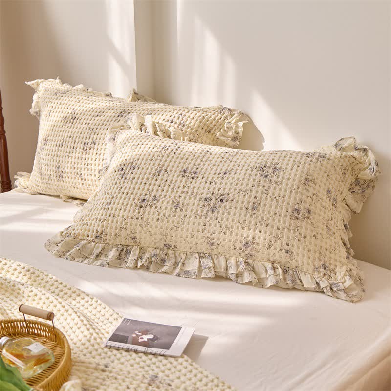 Floral Cotton Gauze Waffle Bedspread Quilt - image 7