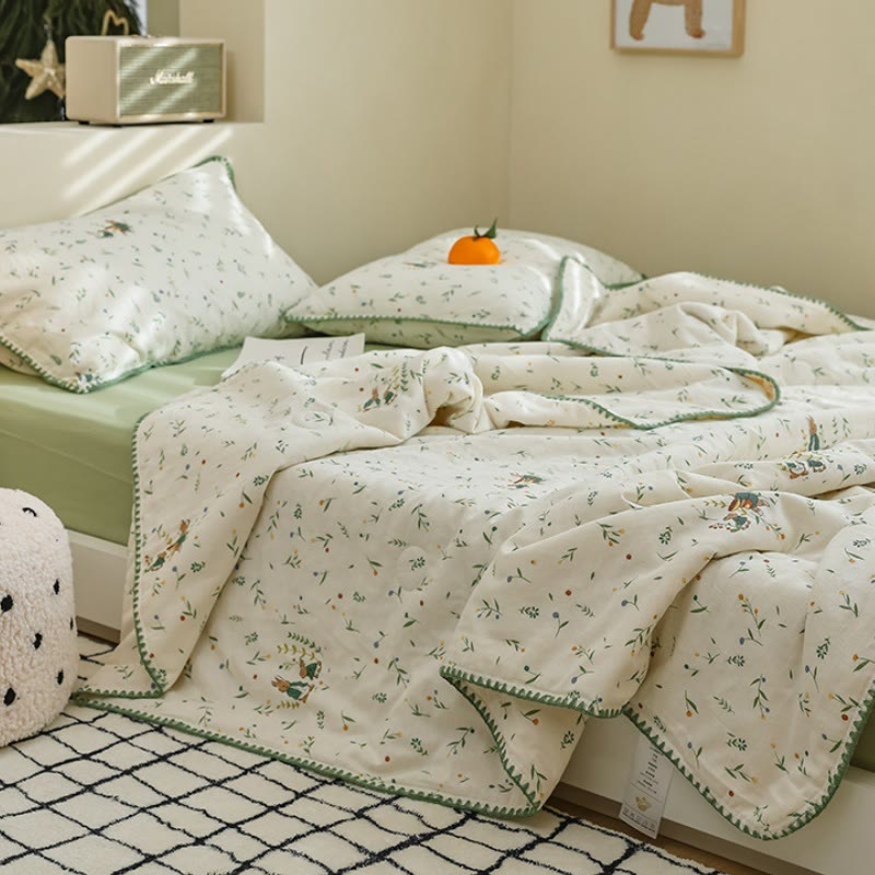 Botanical Leaf & Bunny Cotton Gauze Bedding - image 2