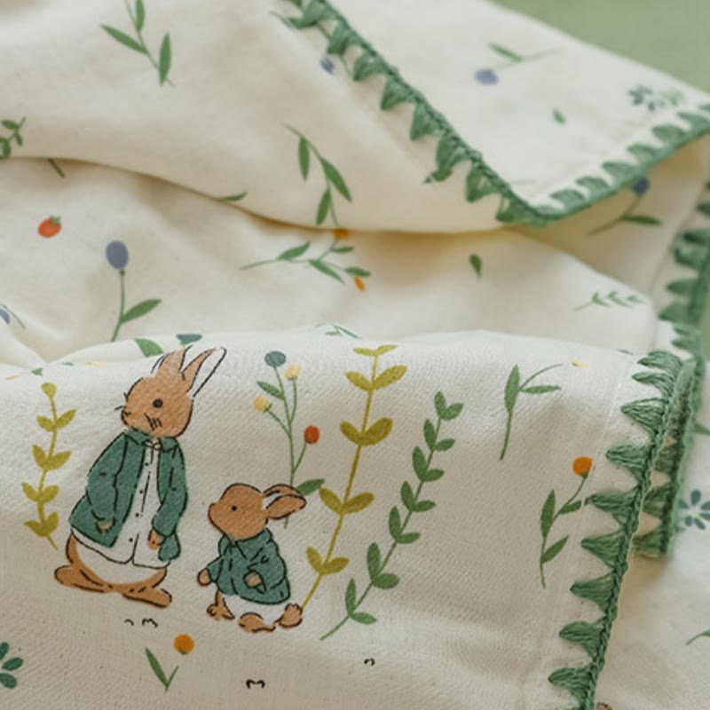 Botanical Leaf & Bunny Cotton Gauze Bedding - image 8