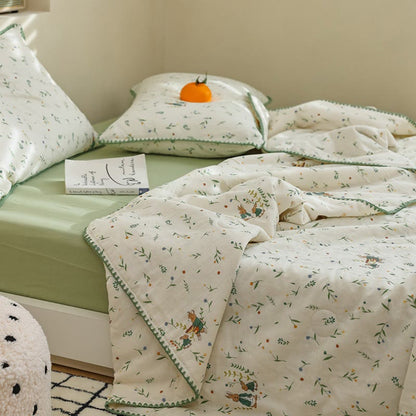 Botanical Leaf & Bunny Cotton Gauze Bedding - image 3